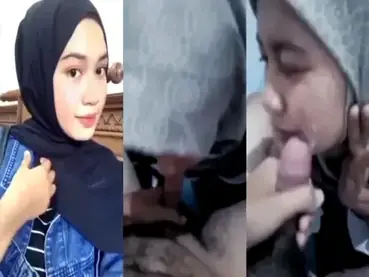 Hijabers Cantik Sepong Kontol Sampe Crotan di Muka